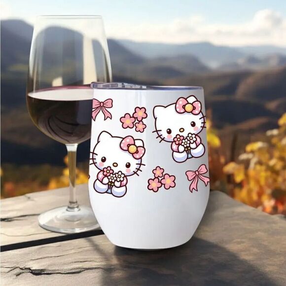 Hello Kitty 12oz Insulated Stainless Steel Mug with Lid Spill Proof BPA Free New - Picture 9 of 10